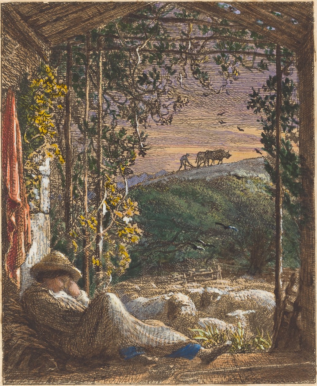 Den sovende hyrde; Tidlig morgen av Samuel Palmer
