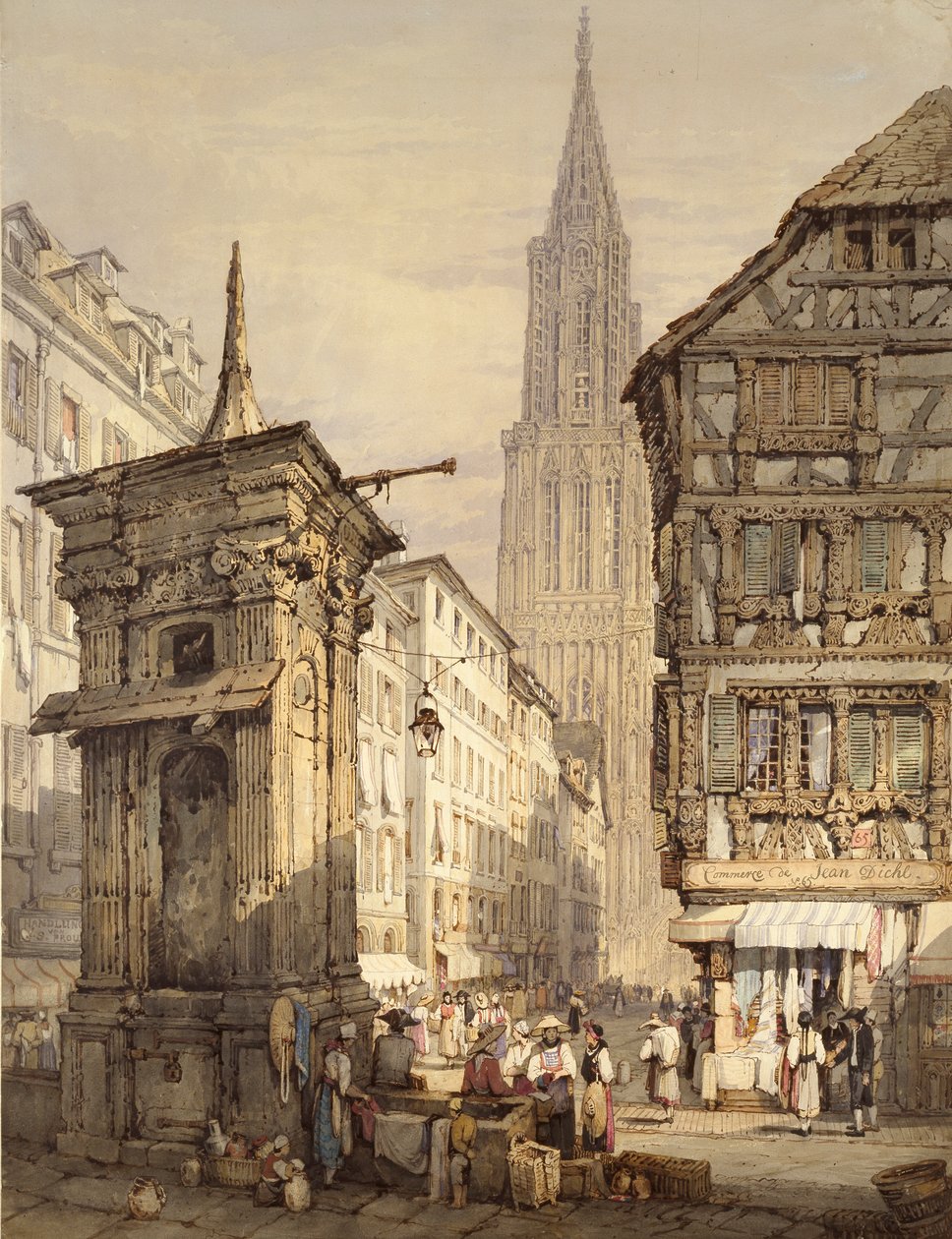 En utsikt i Strasbourg, 1822 av Samuel Prout