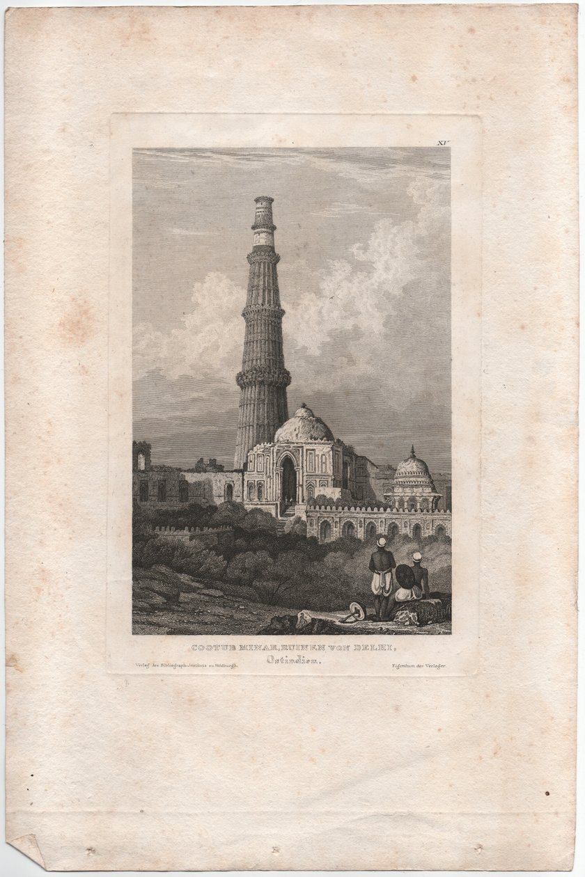 Cootub Minar, Delhi-ruinene av Samuel Prout