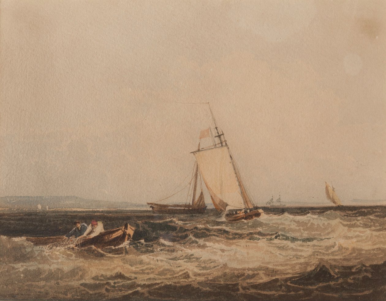 Fiskebåter, ca. 1820 (akvarell på papir) av Samuel Prout
