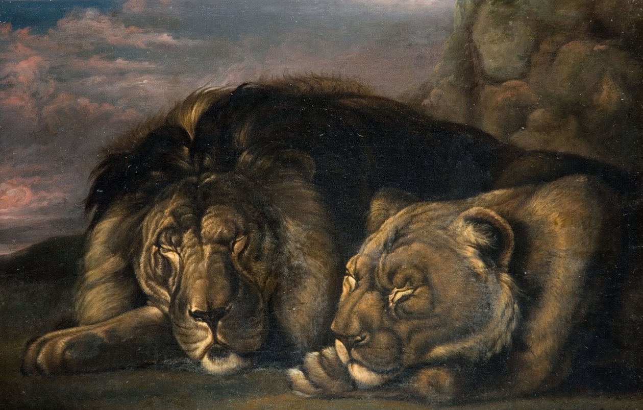Sovende løve og løvinne 1823-1830. av Samuel Raven