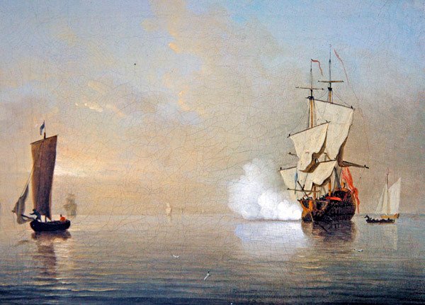 The Morning Gun (olje på lerret) av Samuel Scott