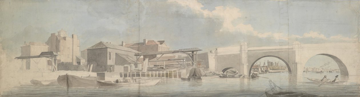 Westminster Bridge, Surrey Side, ca. 1750. av Samuel Scott
