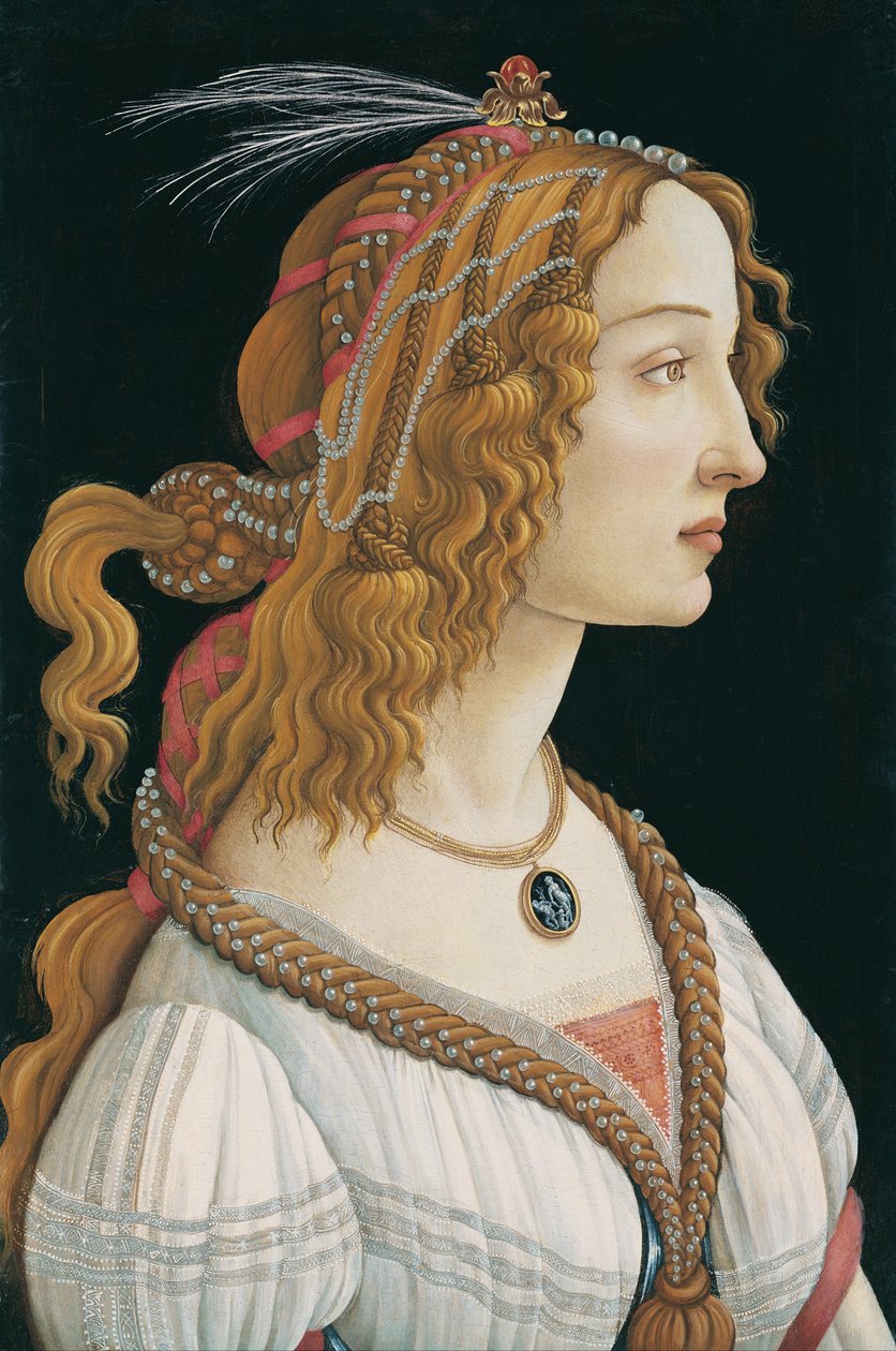 Idealisert portrett av en dame (portrett av Simonetta Vespucci som nymfe) av Sandro Botticelli