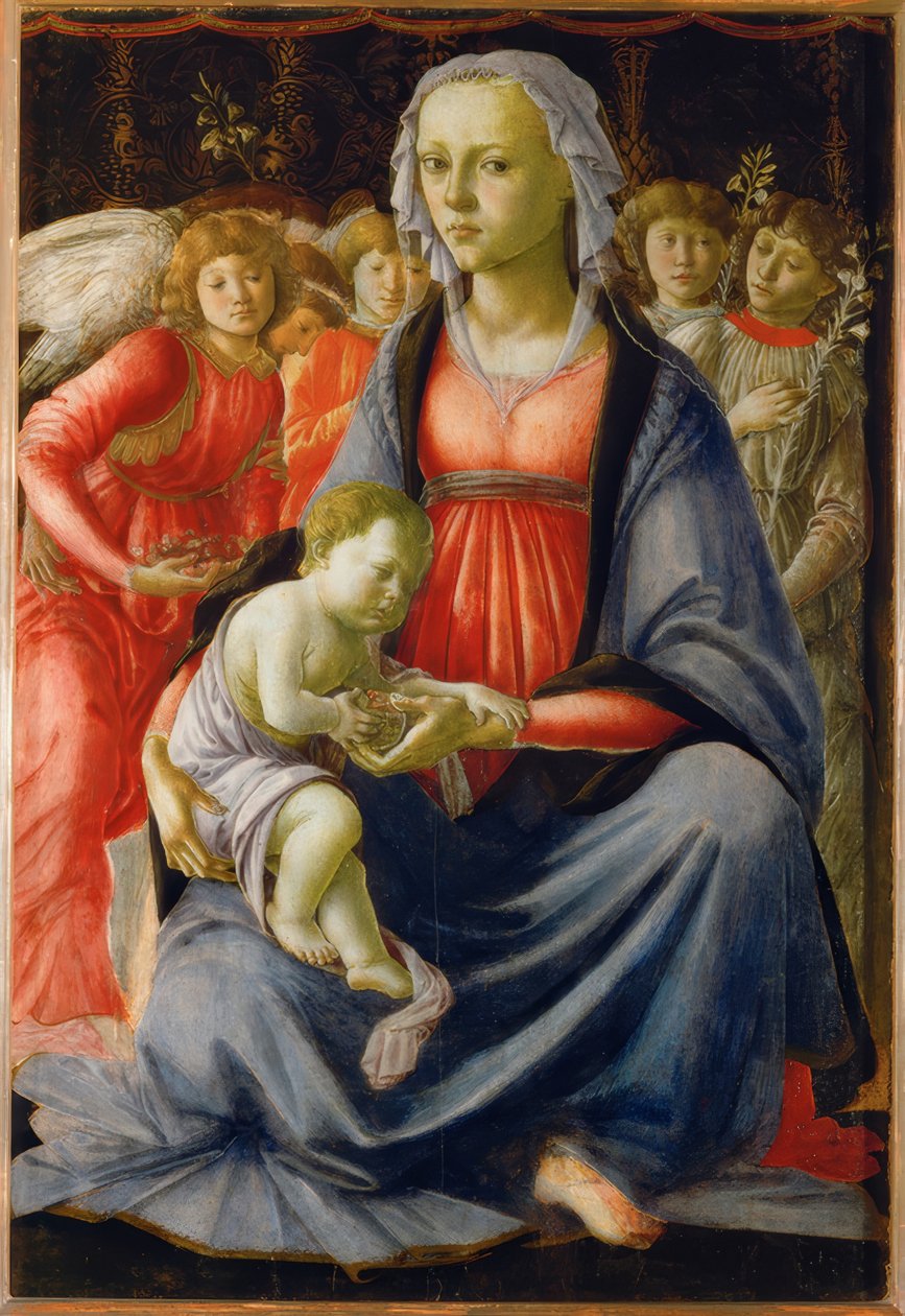 Maria med barnet og fem engler av Sandro Botticelli