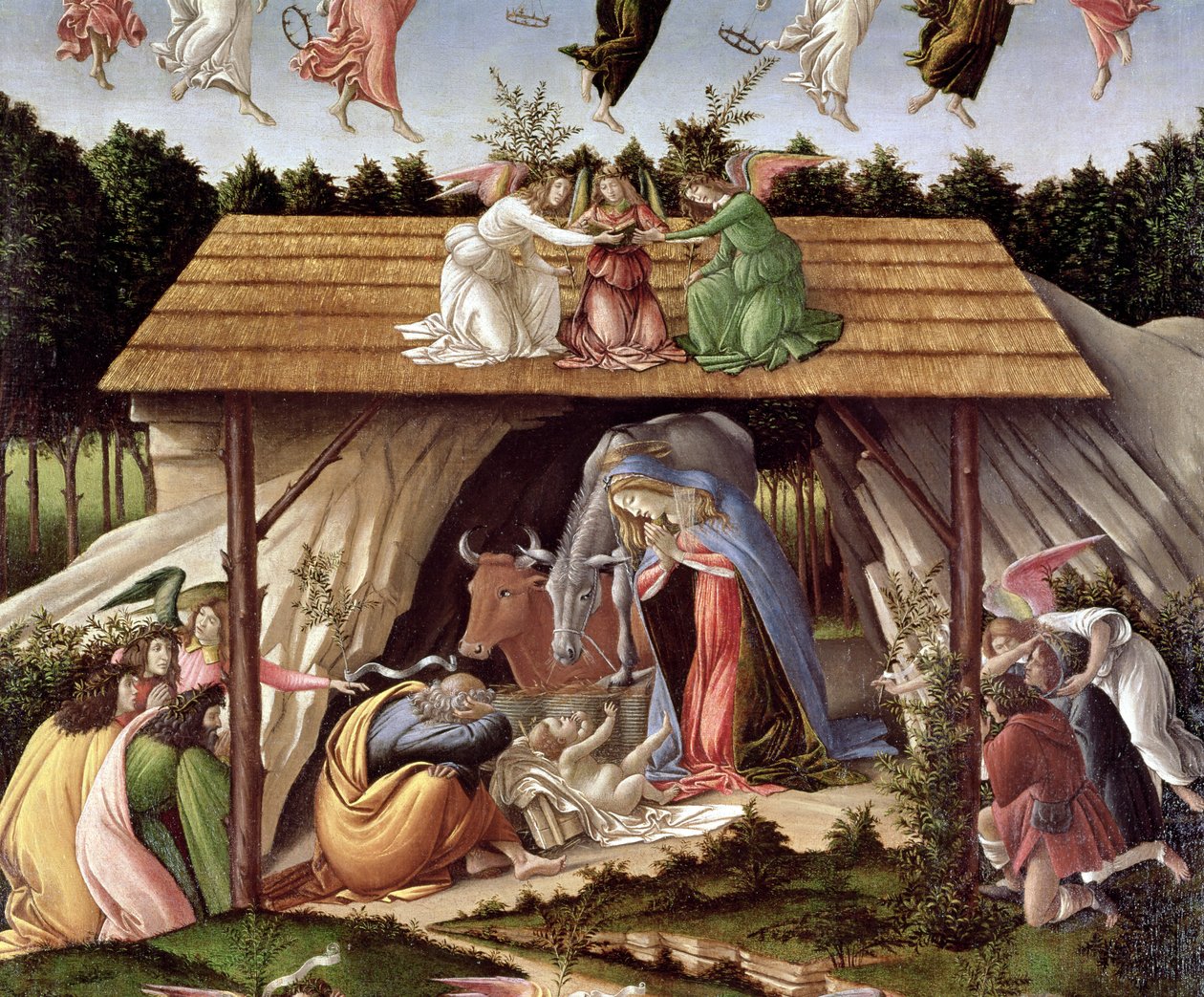 Mystic Nativity, 1500 (detaljer) av Sandro Botticelli