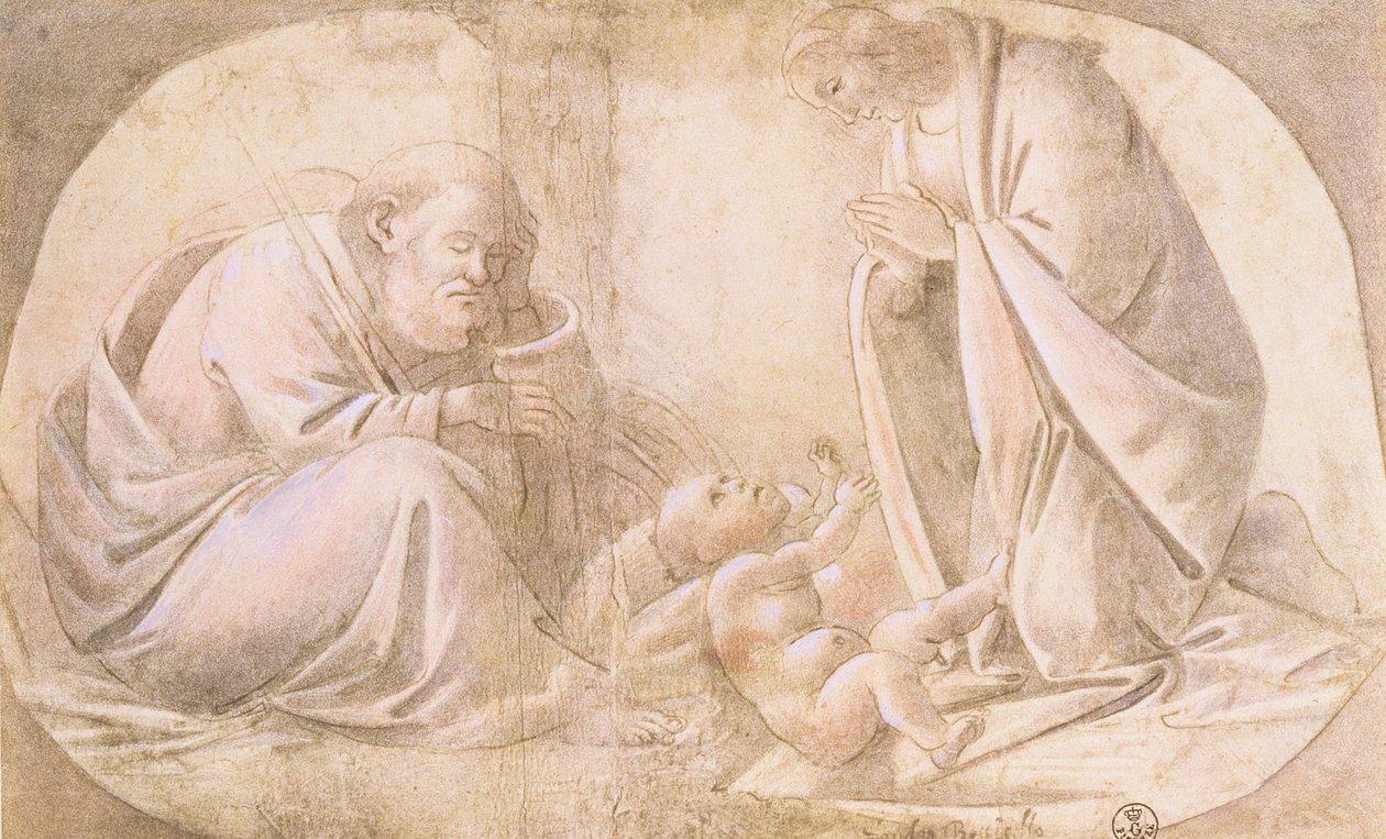 Nativity (penn og blekk med gouache) av Sandro Botticelli