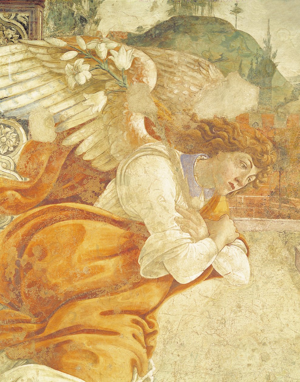Bebudelsen, detalj av erkeengelen Gabriel, fra San Martino della Scala, 1481 (fresko montert på panel) av Sandro Botticelli