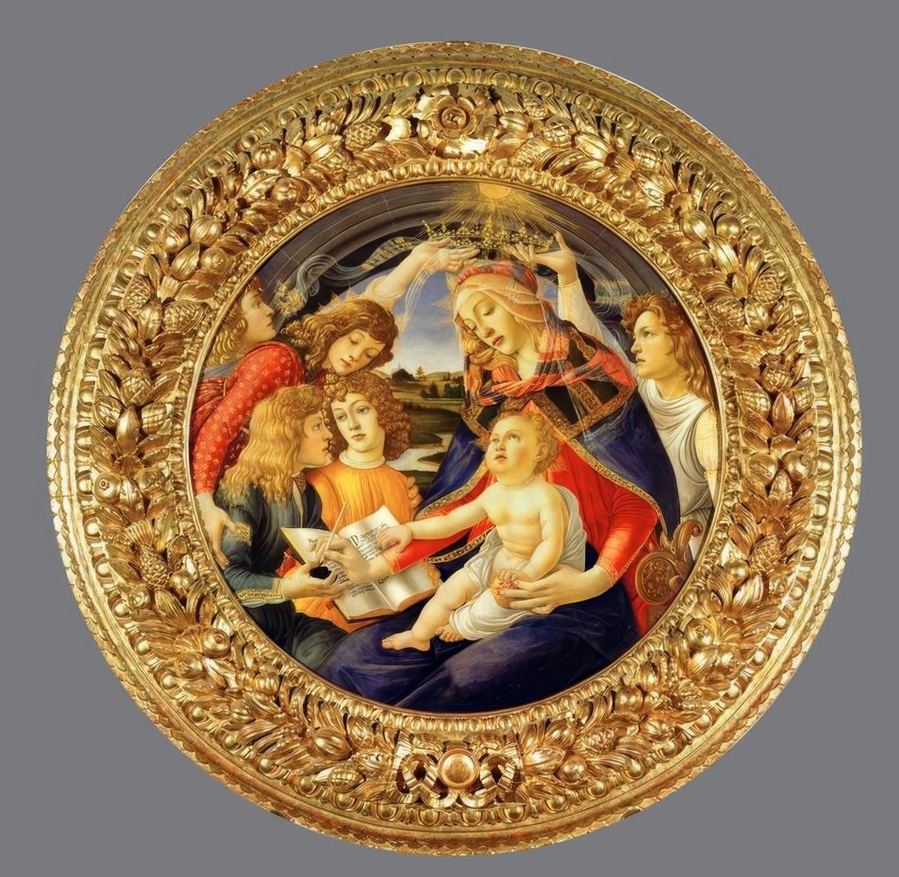 Maria med barnet og fem engler av Sandro Botticelli