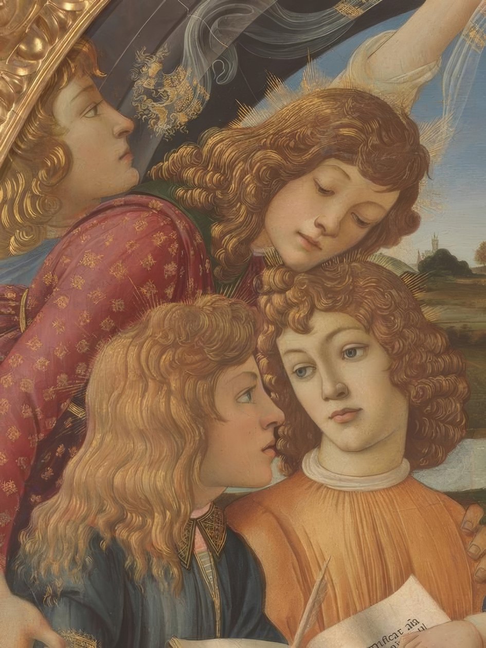 Maria med barnet og fem engler av Sandro Botticelli