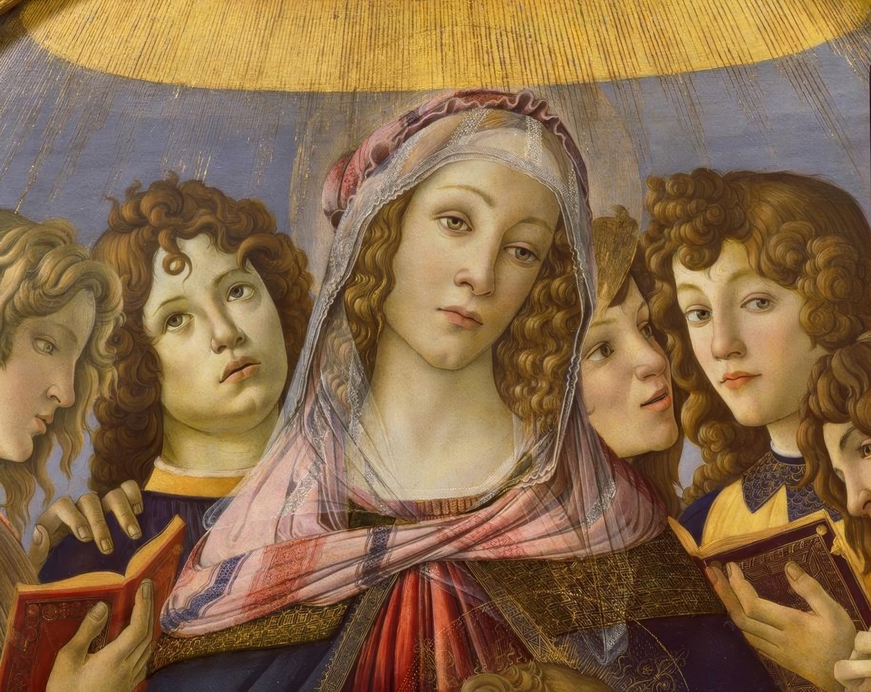 Maria med barnet og seks engler av Sandro Botticelli
