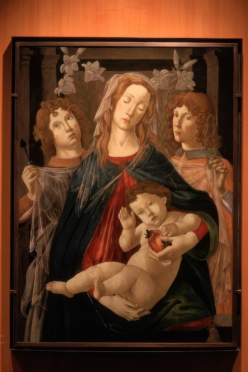 Maria med barnet og to engler av Sandro Botticelli