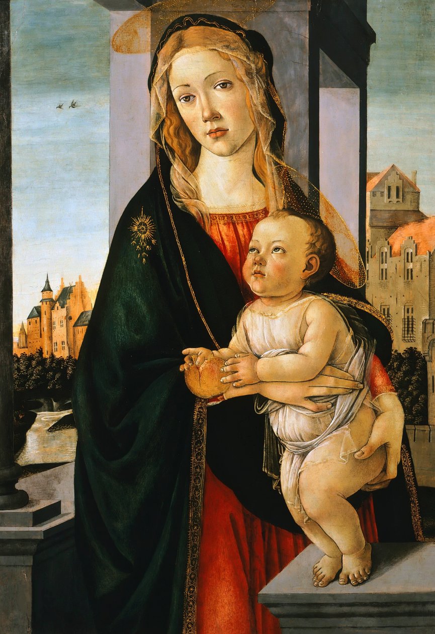 Jomfruen og barnet, ca. 1480. av Sandro Botticelli