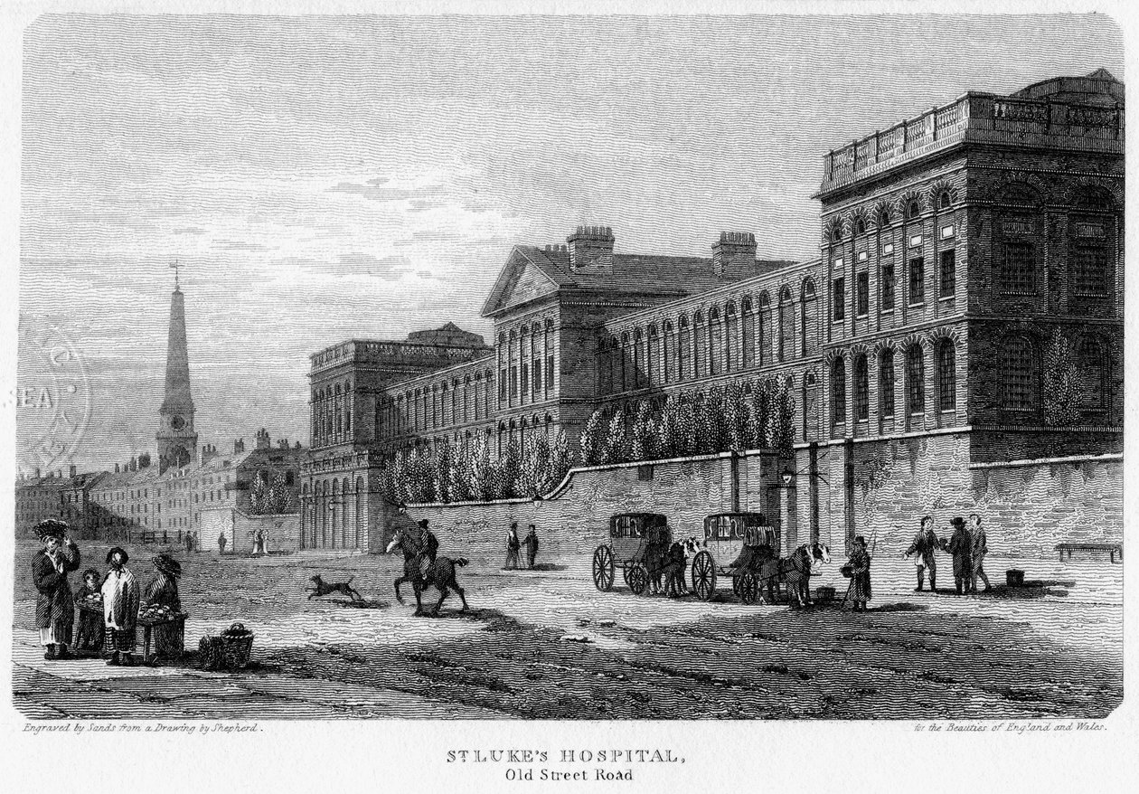 St Lukes Hospital, Old Street, Finsbury, London, 1815. av Sands