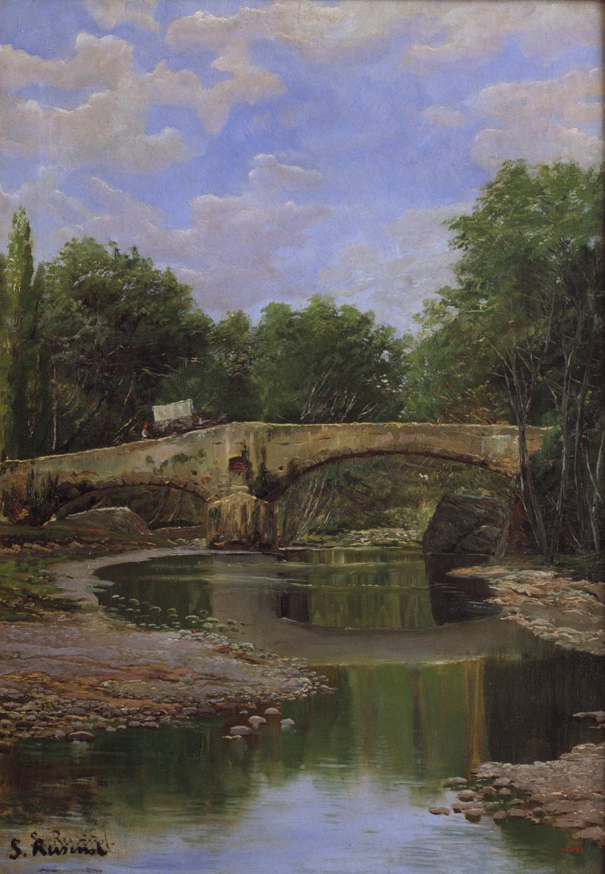 Bro over en elv av Santiago Rusiñol