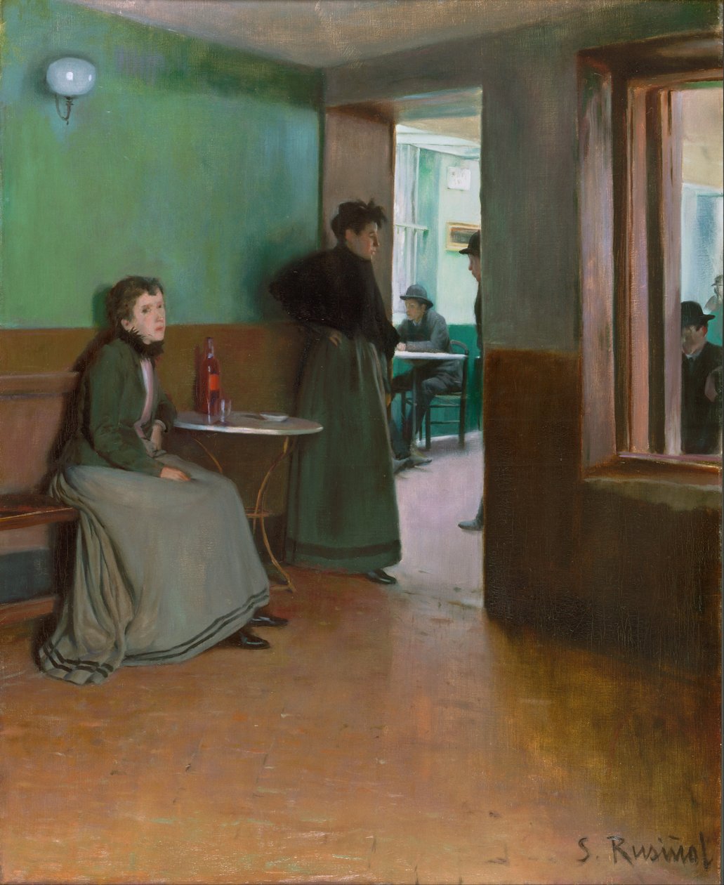 Interiør i en kafé av Santiago Rusiñol
