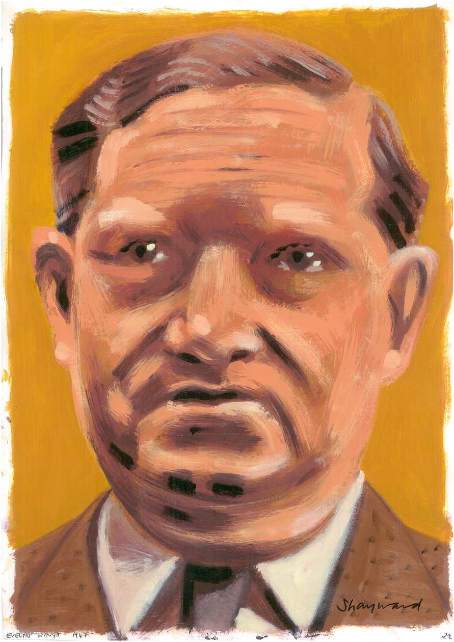 Evelyn Waugh, 2008 (olje på papir) av Sara Hayward