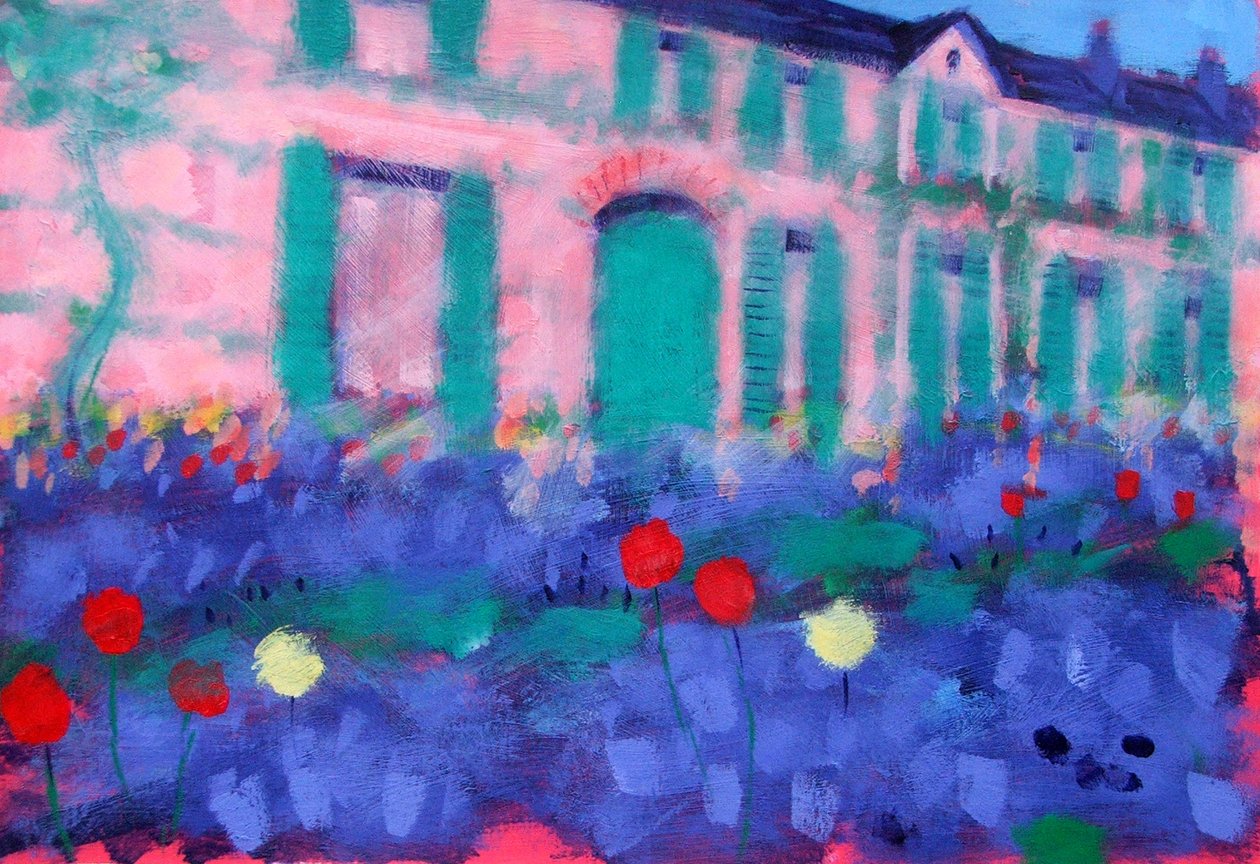 Giverny (akryl om bord) av Sara Hayward