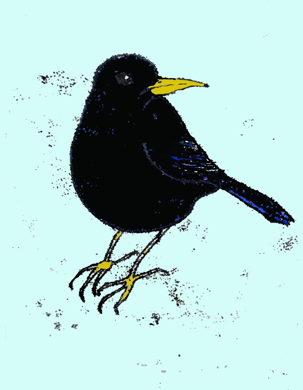 Blackbird, 2009 (olje og blekk på papir) av Sarah Thompson Engels