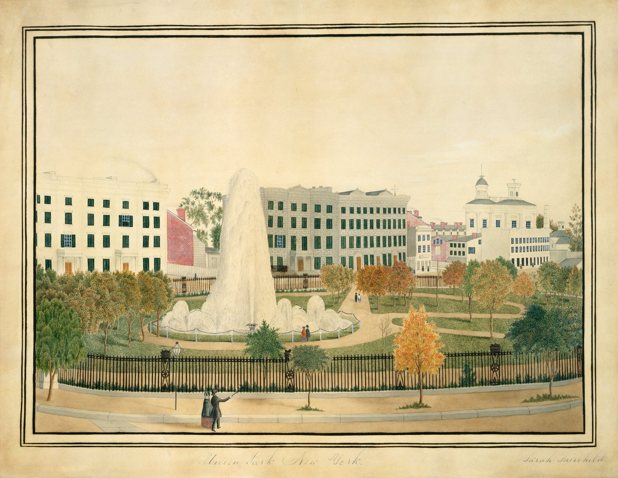 Union Park, New York, ca. 1845. av Sarah Fairchild