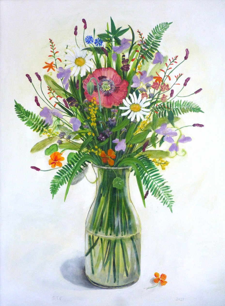 Hageblomster, 2023 (akryl) av Sarah Thompson Engels