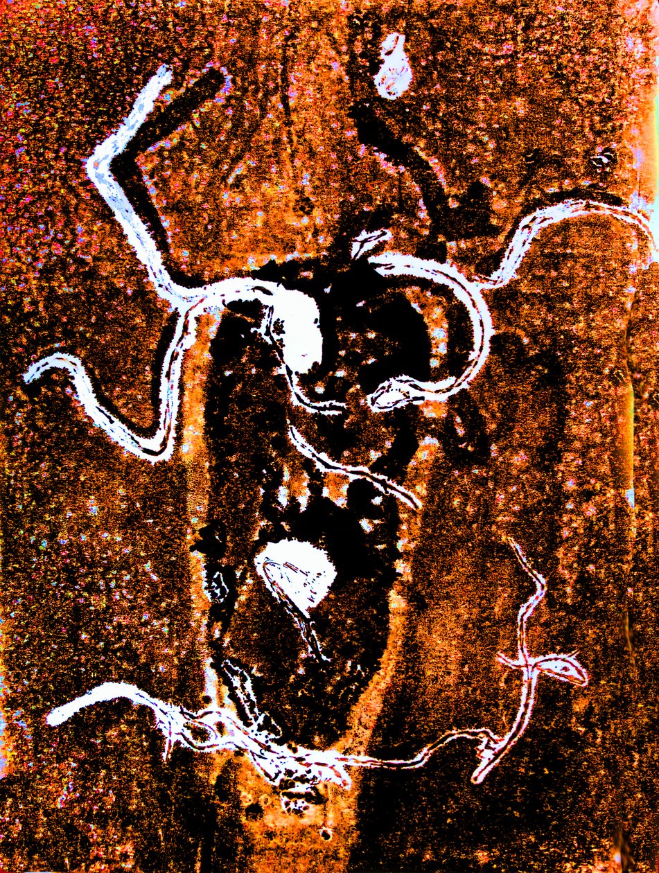 Oransje abstrakt 2020 (monoprint) av Sarah Thompson Engels