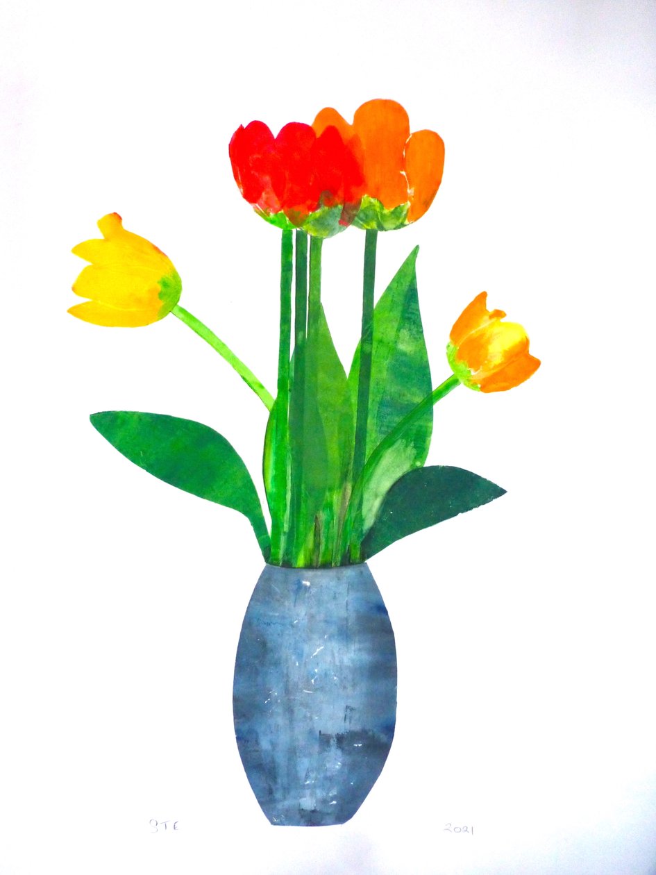 Tulipaner 2 ,2021 (blekk på papir) av Sarah Thompson Engels