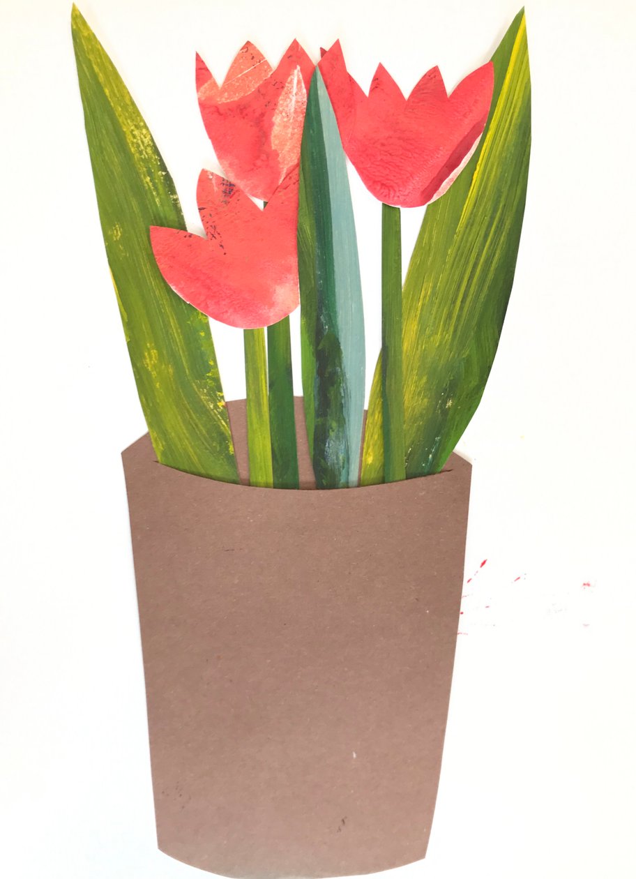 Tulipaner i en krukke, 2018 (collage) av Sarah Thompson Engels