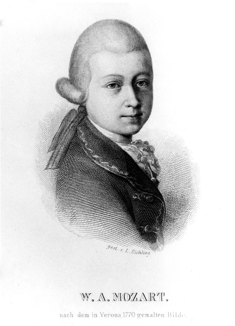Wolfgang Amadeus Mozart i 1770, gravert av Lazarus Sichling av Saverio dalla Rosa