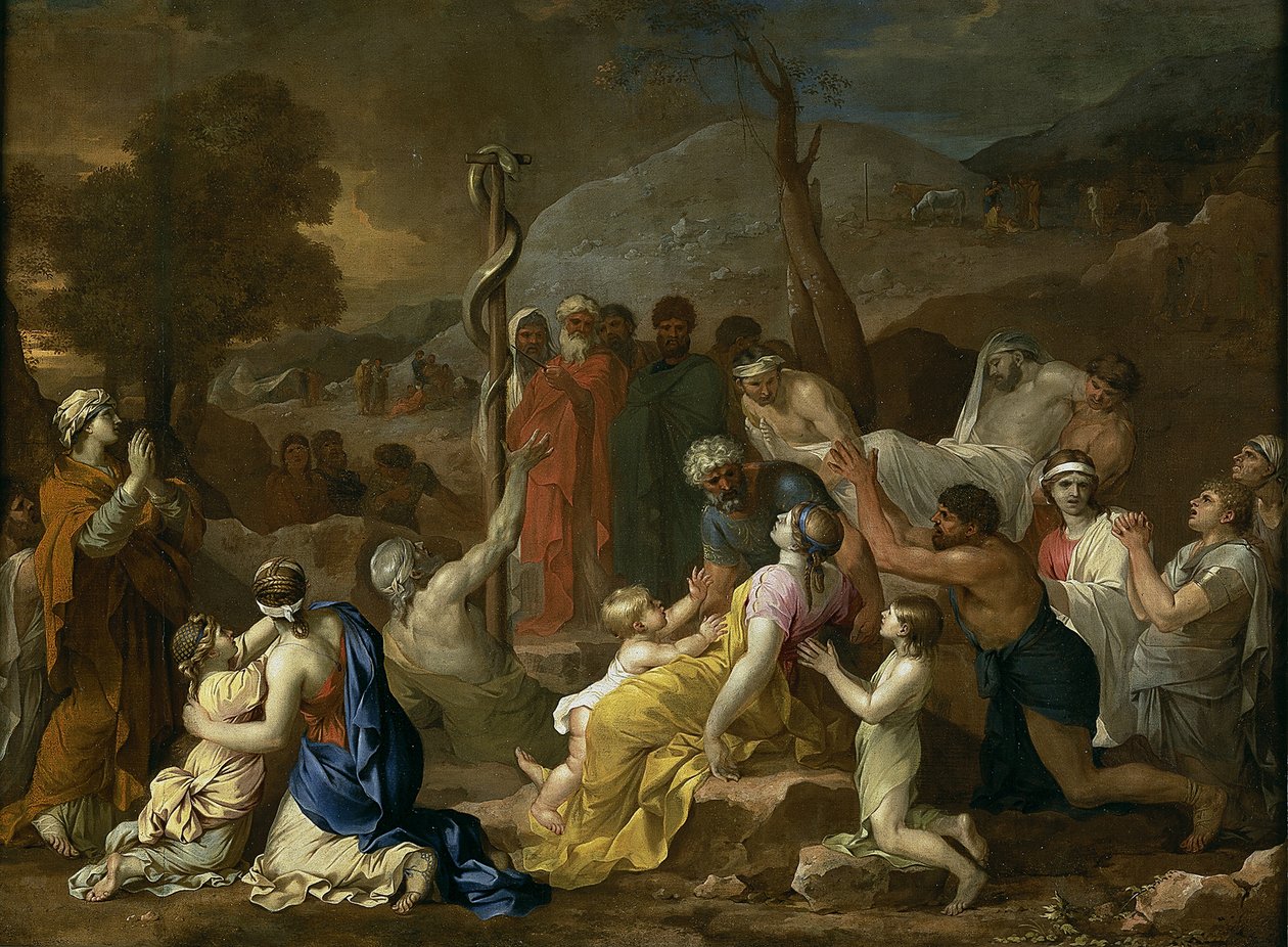 Moses and the Brazen Serpent, 1653-1654 av Sébastien Bourdon
