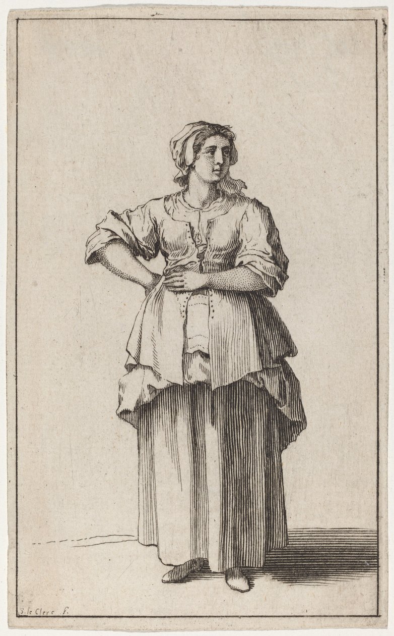 Stående tjenerkvinne av Sébastien Le Clerc the elder