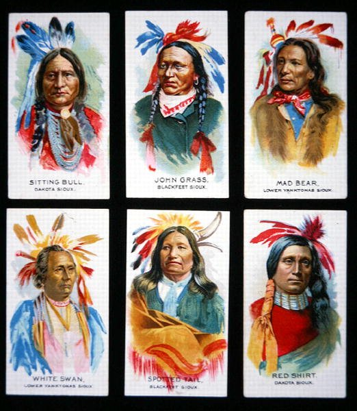 Seks bemerkelsesverdige Sioux-ledere (farge litho) av School American