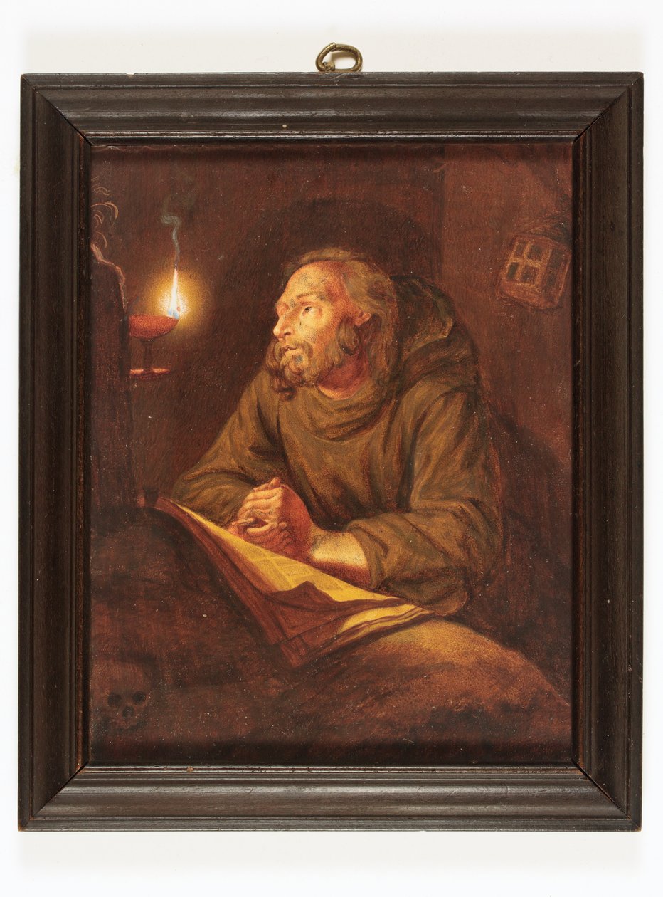 En filosof i meditasjon (gouache på papir) av School Continental