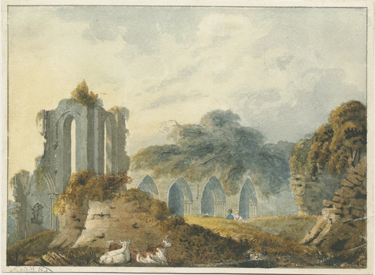 Croxden Abbey: vannfargemaleri av School English