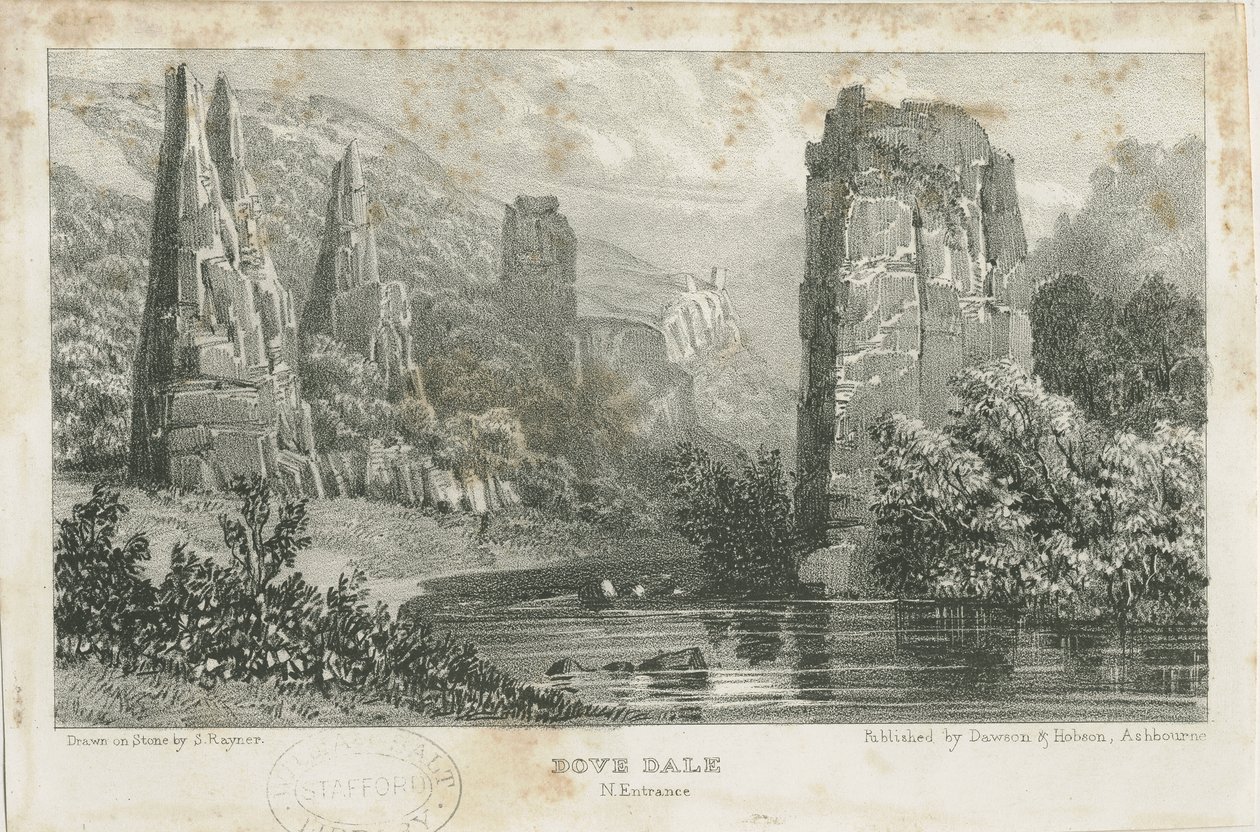 Dovedale - landskap: litografi, nd [ca. 1839] (trykk) av School English