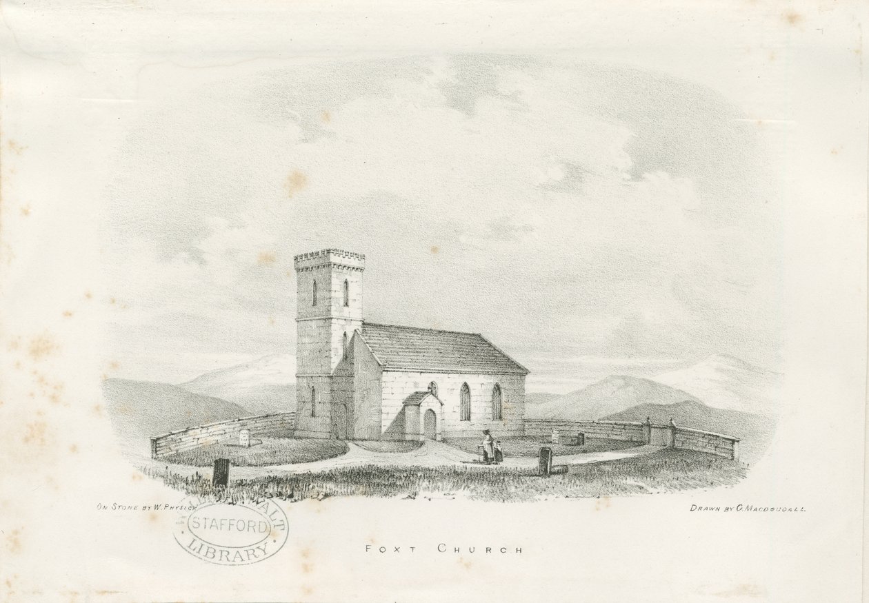 Foxt Church: litografi, nd [c 1840] (trykk) av School English