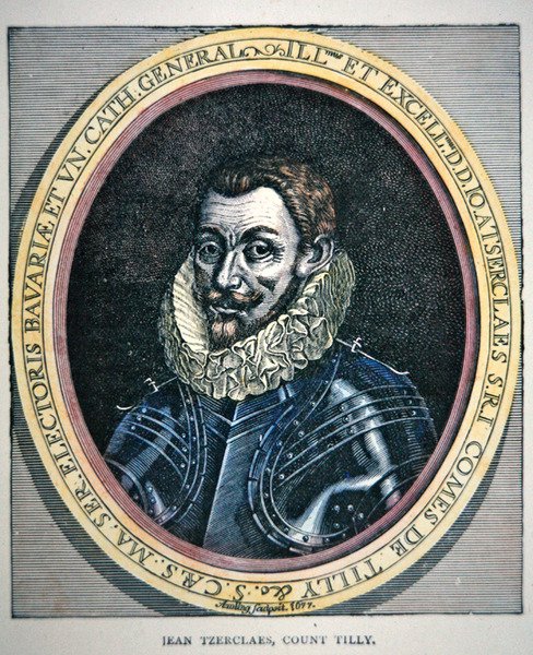 Portrett av Johann Tserclaes (farge litho) av School English