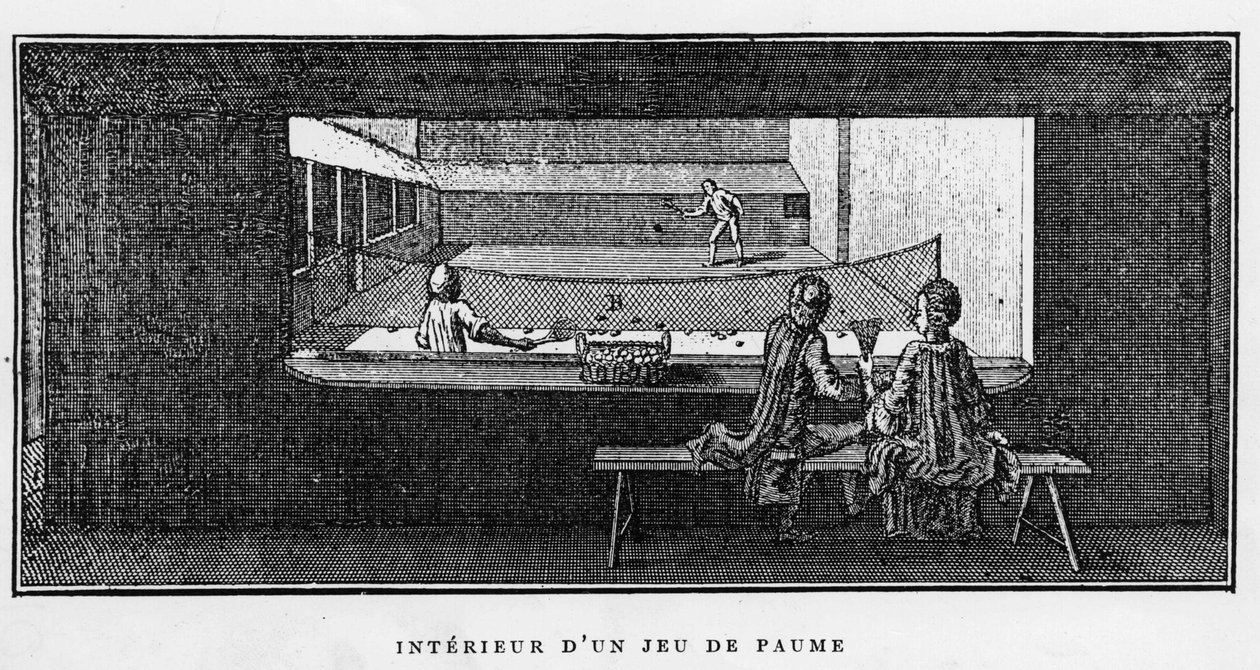 Interiør i en Jeu de Paume av School French