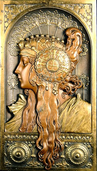 Orientalsk jente i profil (bronse) av School French