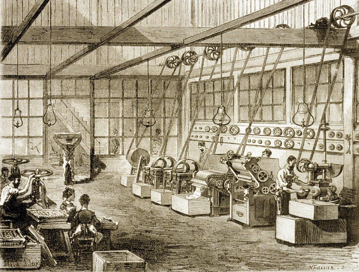 Såpefabrikk (gravering) av School French
