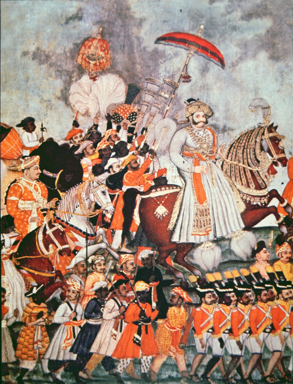 The Great Akbar (farge litho) av School Indian