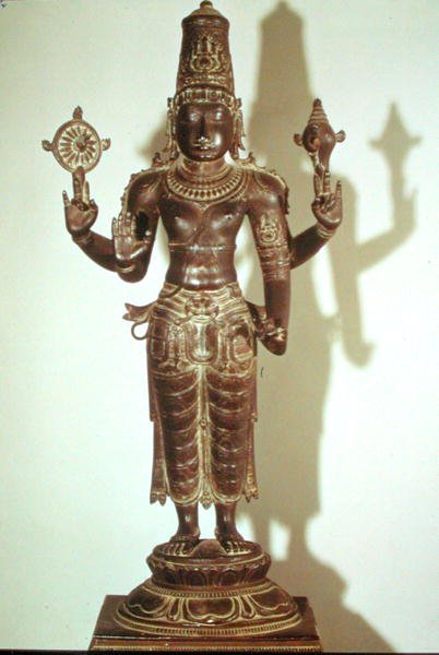 Vishnu, fra Sør-India (bronse) av School Indian