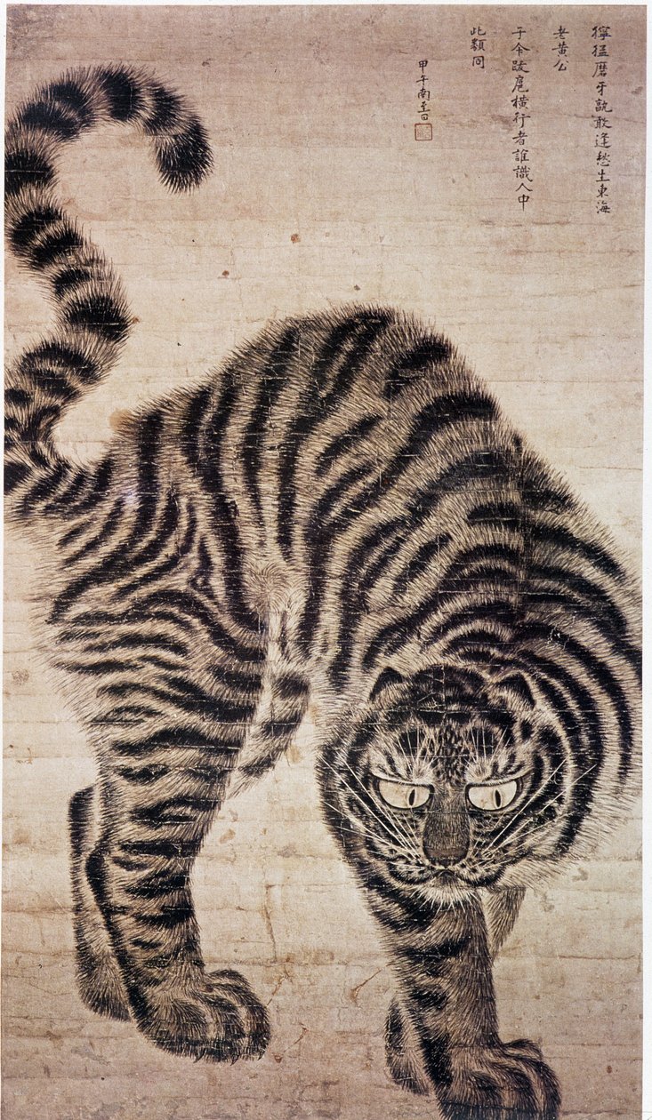 Tiger, koreansk maleri. av School Korean