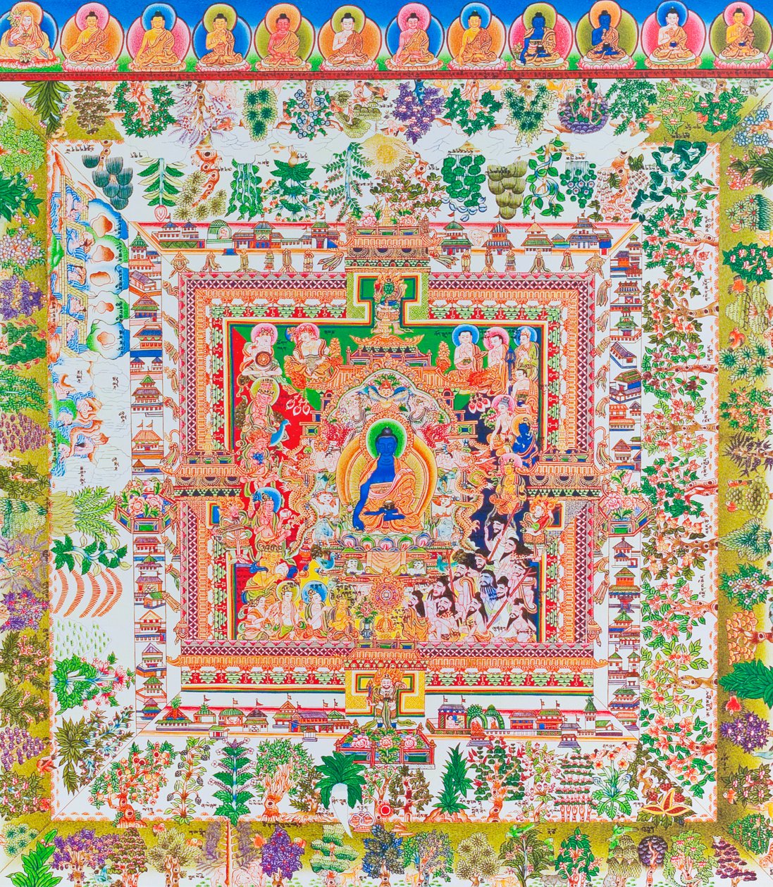 Medisin Buddha Mandala, Nepal (maleri) av School Nepalese