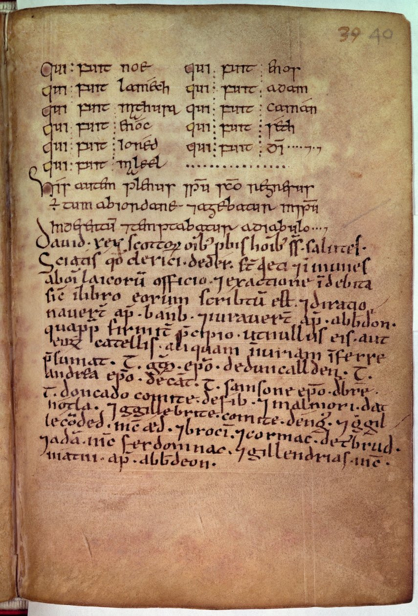 Ms 11.6.32 Charter utstedt til geistlige i Deer, av kong David (1084-1183) fra 