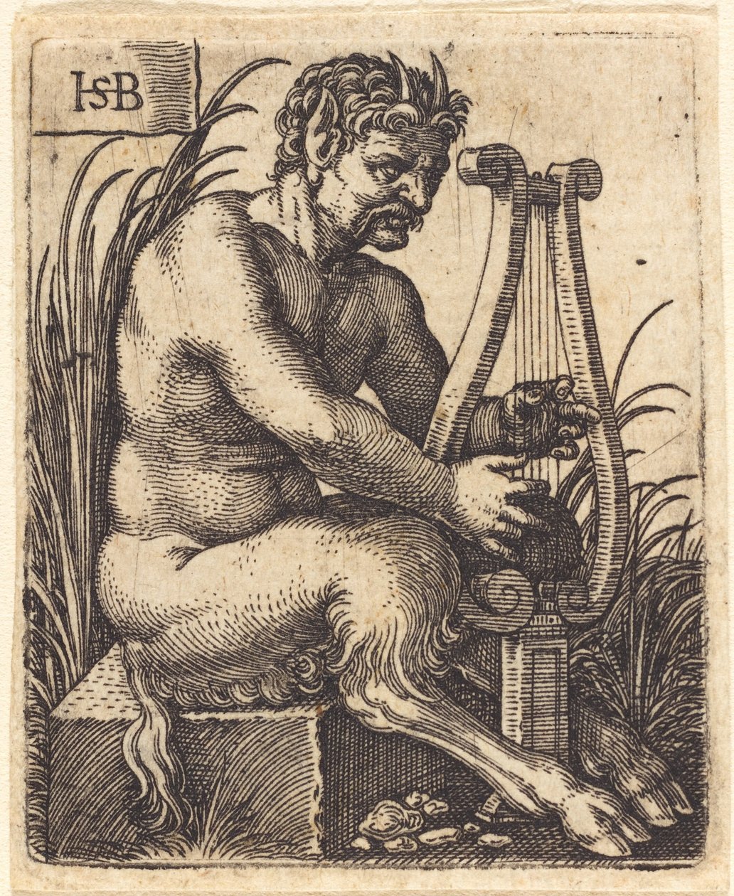 Satyr spiller lyre av Sebald Beham