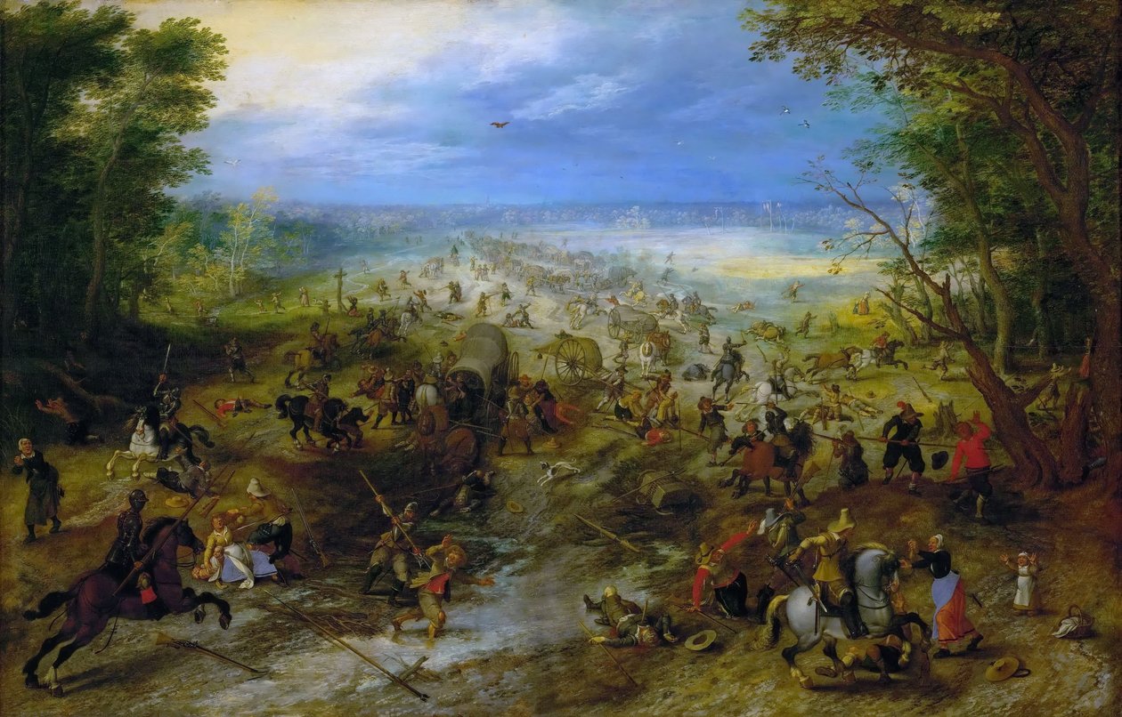 Angrep på et vogntog, ca. 1612 av Sebastiaen Vrancx