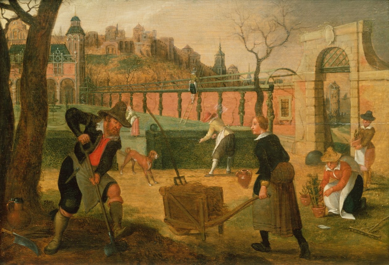 Gardeners at Work (olje på panel) av Sebastian Vrancx