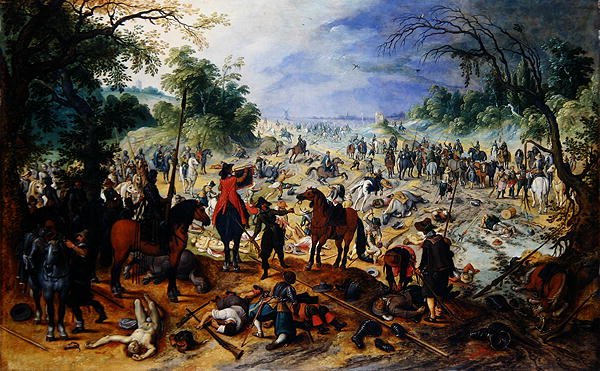 Soldater bakhold en konvoi (olje på eik) av Sebastian Vrancx