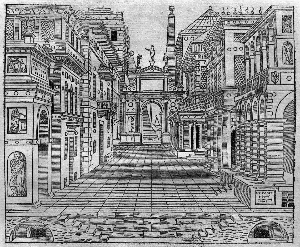 Scenografi for en tragisk scene av Sebastiano Serlio
